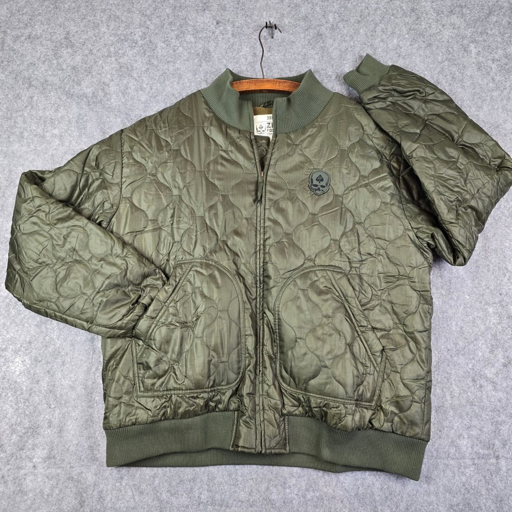 Zero Foxtrot Woobie Jacket Mens 3XL Olive Drab Quilted Fleece‎ Lined Bomber Zip